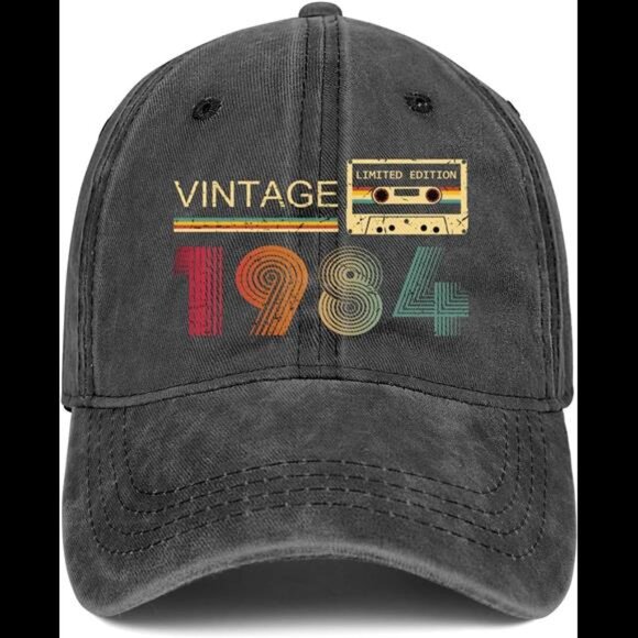 Men's Hat Vintage 1984 Baseball Cap Black